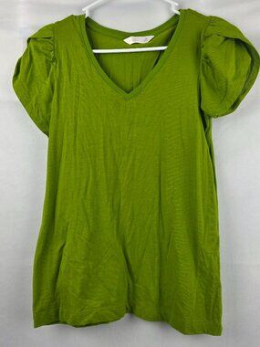 Lauren Conrad Lime Green Flutter Sleeve V-Neck Tee, XS